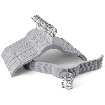 Velvet Hangers 50 Pack, Non-Slip Slim Felt Clothes Hangers Gray