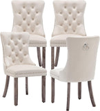 Kiztir Velvet Dining Chairs Set of 4, Upholstered Dining Room Chairs with Ring Pull Trim and Button Back