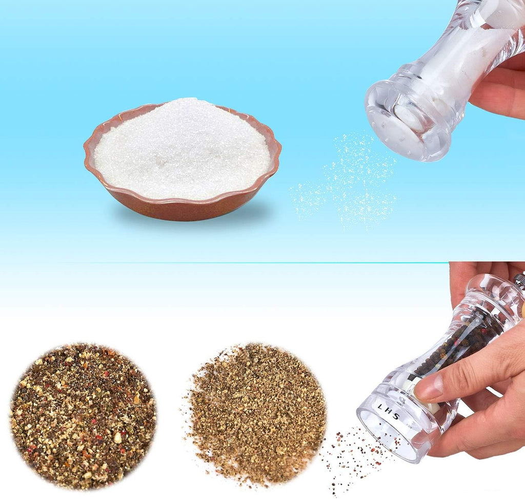 Salt Shaker and Pepper Grinder Set, Salt and Pepper Grinder, Clear - Set of 2