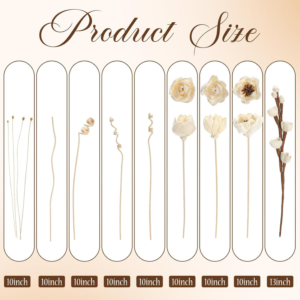 Reed Diffuser Sticks Flowers Reed Set White Wood Flower Aromatic Diffuser Home Bedroom Office Decor Office - Set of 12