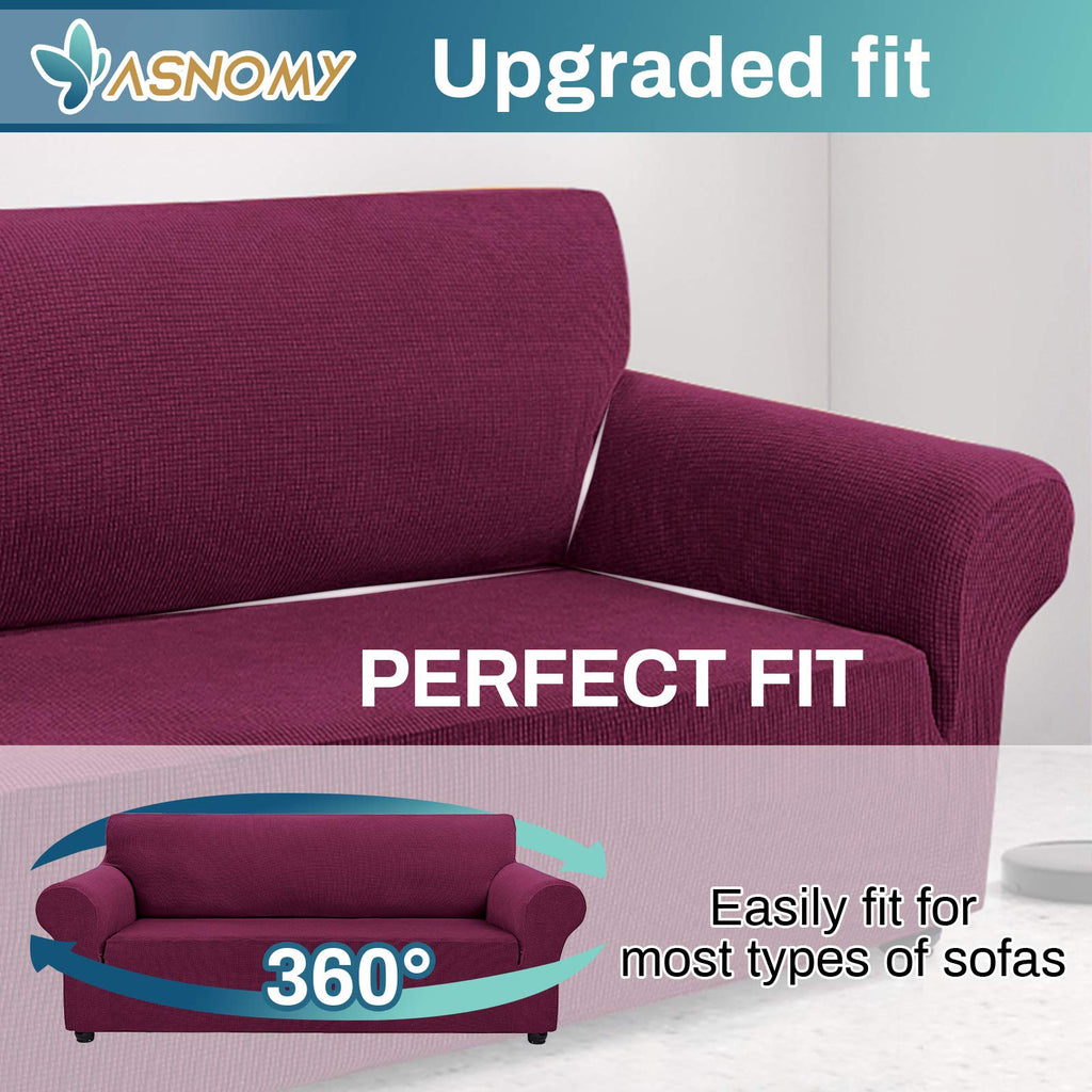 Stretch Oversized Couch Covers for Sofa Slipcover, Wine Red