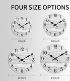 Wall Clock Battery Operated 14 Inch Large Gray Silent Non Ticking Country Rustic Design Vintage Retro Decorative