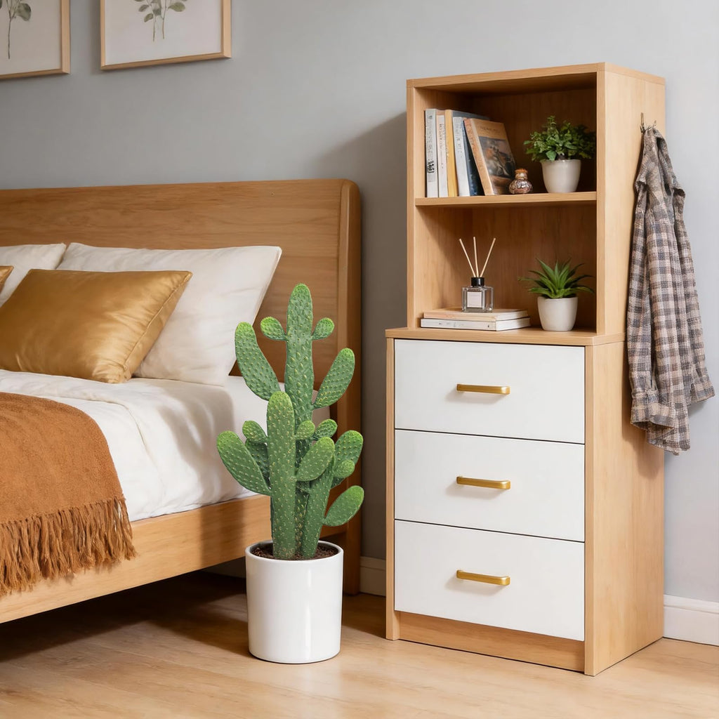 Artificial Cactus Plant, 28.7 inch Tall Faux Potted Cactus with 4 Different Height Cacti, Fake Cactus with Decorative