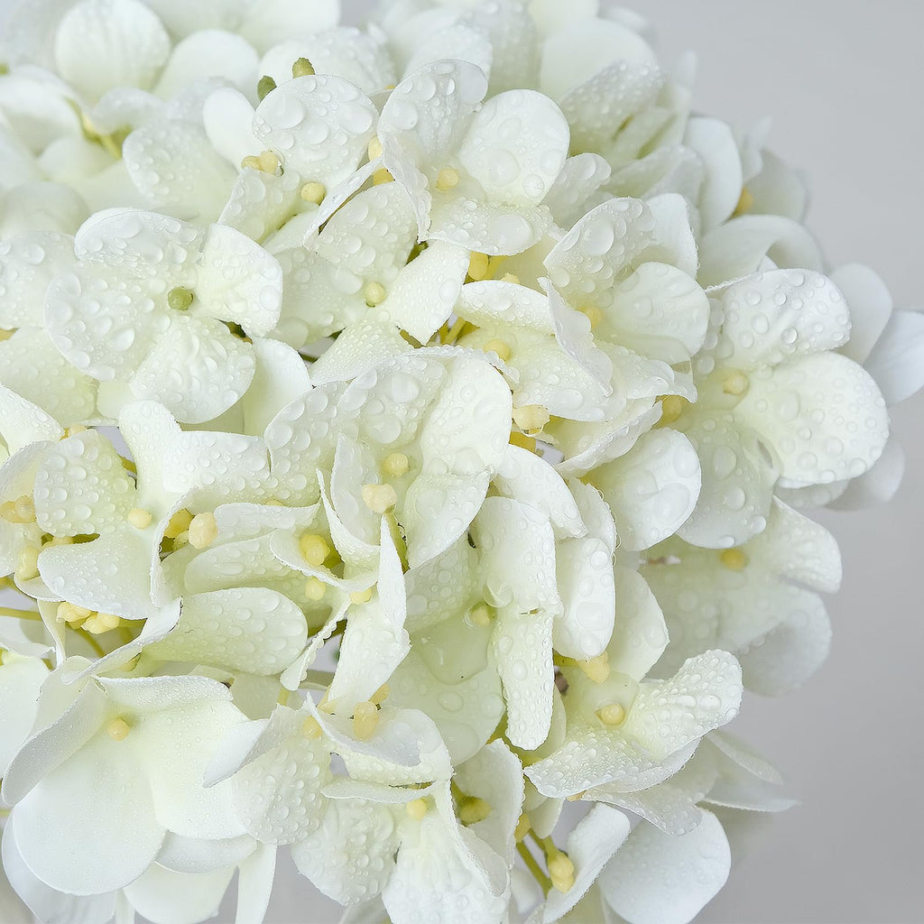 4PCS White Artificial Flowers Hydrangea 20" Real Touch Latex Faux Hydrangeas Silk Flowers with Green Leaves Stems for