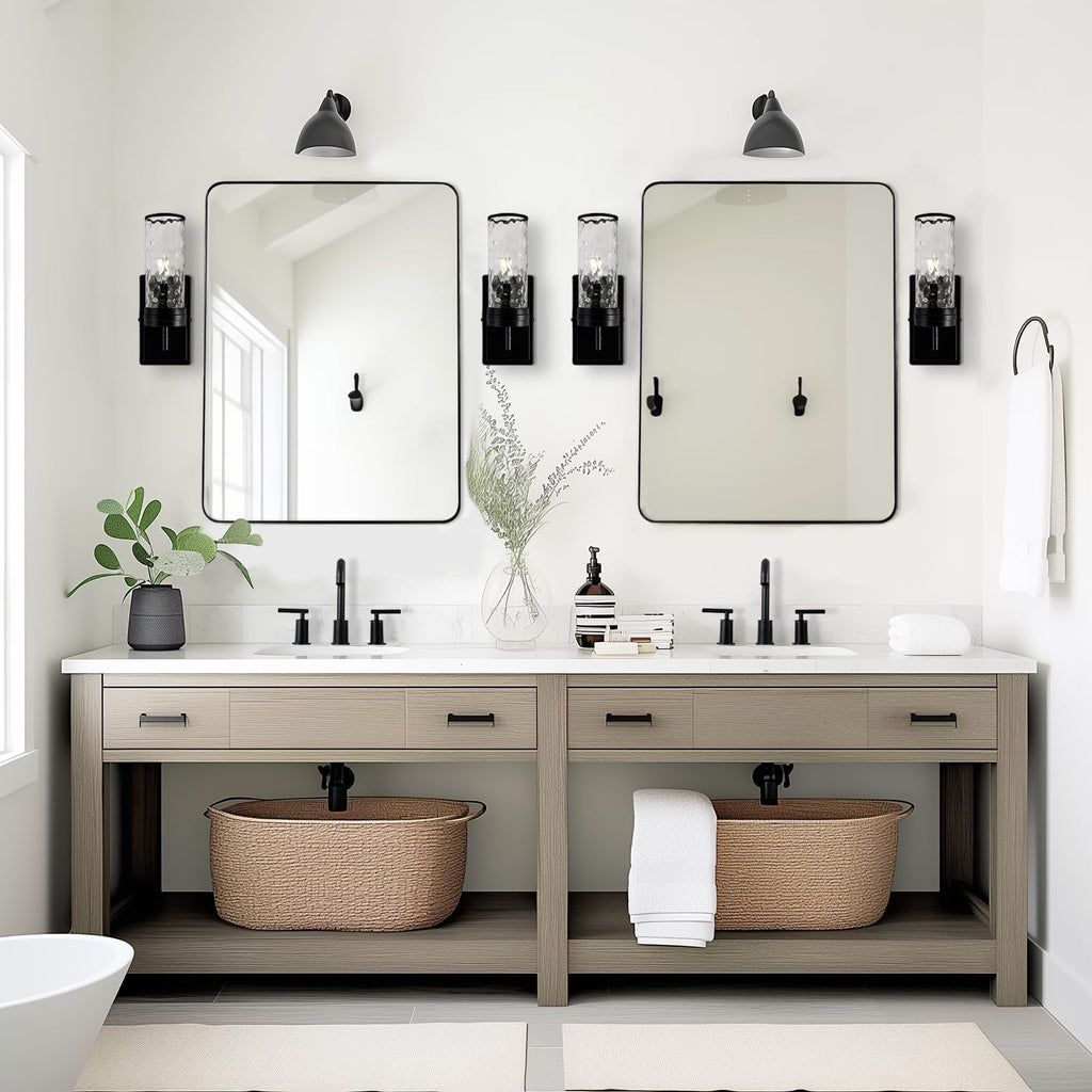Wall Mirror, 30"x40" Black Bathroom Mirror, Modern Rounded Rectangle Metal Frame Mirror for Vanity, Matte Stainless