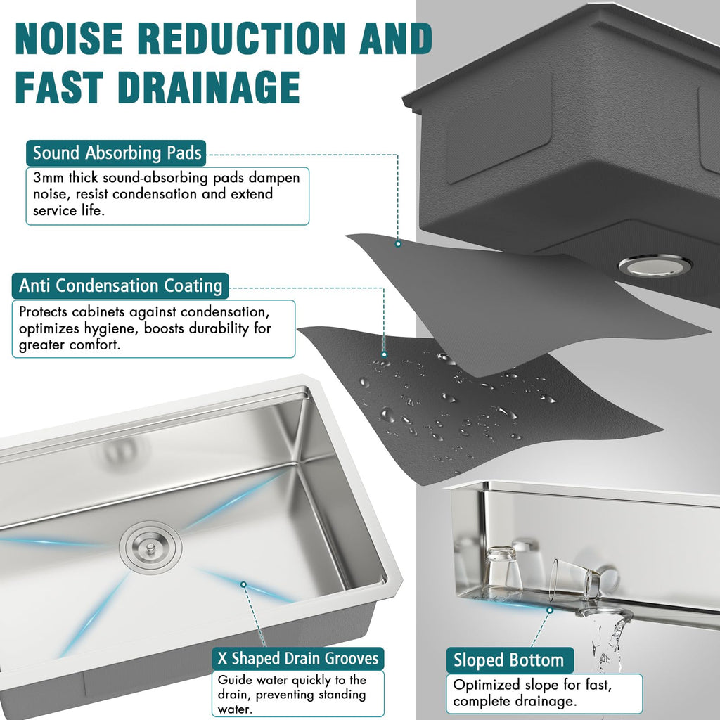 Undermount Kitchen Sink 28x19x9 Inch Workstation