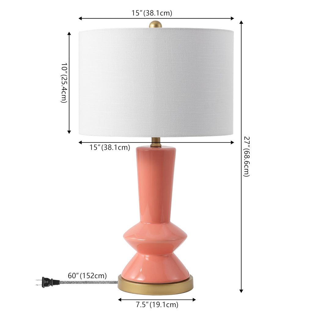 Ziggy 27" Modern Ceramic Metal Table Lamp, Coral/Gold Painting