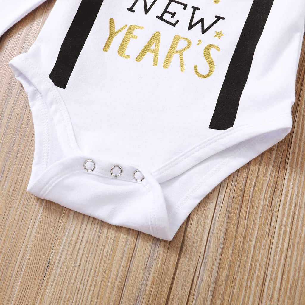Baby Boy First New Year's Outfit Newborn Gentleman Pant Clothing Set with Hat (White, )