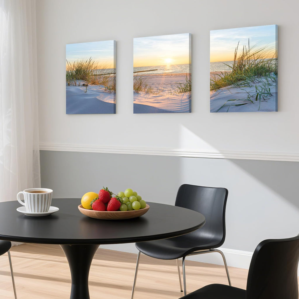 Wrapped Canvas Coastal Sunset Scenery Wall Art Set of 3, 12x16 in