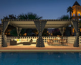 Louvered Pergola 12x24, Aluminum with Adjustable Roof, Outdoor with Waterproof Curtains and Nets, Dark Grey