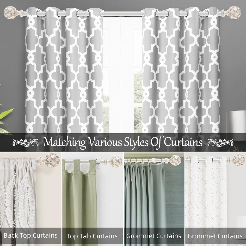 Single Curtain Rod for Windows 48 to 84 Inches(4-7ft): 1 inch Diameter Adjustable Curtain Rod, Heavy Duty Curtain Rod