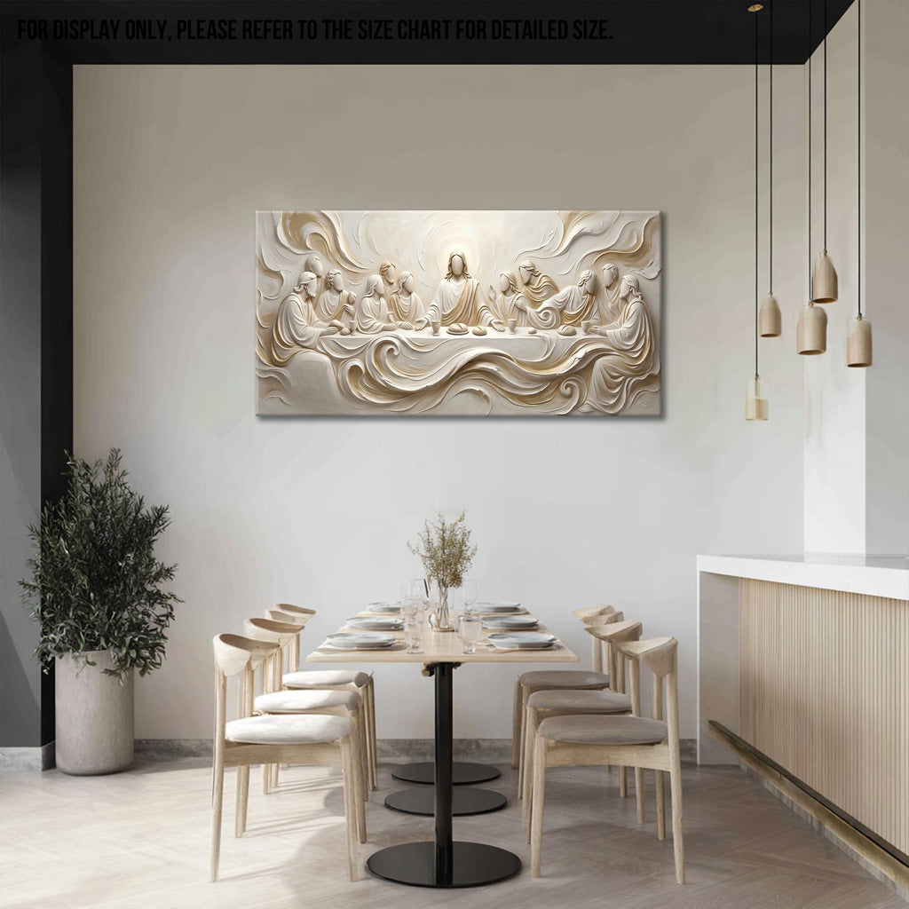 The Last Supper Textured Geometric Canvas Wall Art, structured and approachable Jesus and Apostles Scene for modern
