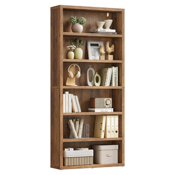 6-Tier Bookshelf, Minimalist Bookcase with Adjustable Shelves
