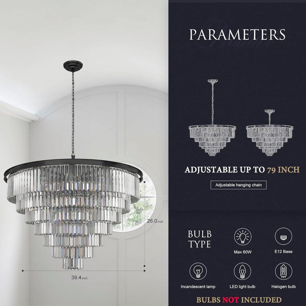 Inspired Odeon Style 24-Light Empress Crystal 7-Tier Chandelier W39.4" - A107-B07CWL4HRD