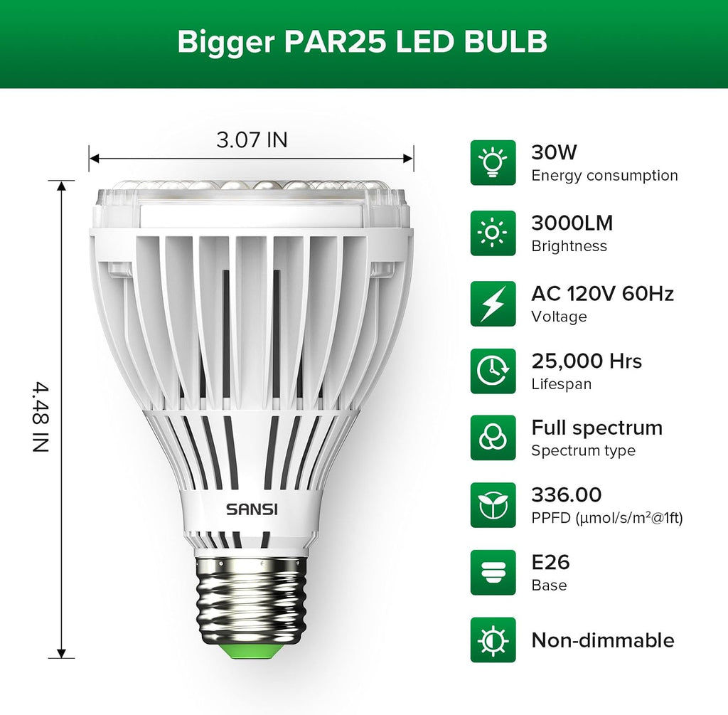 300W Equiv. Full Spectrum LED Grow Light Bulb 5000K+660nm E26 Base