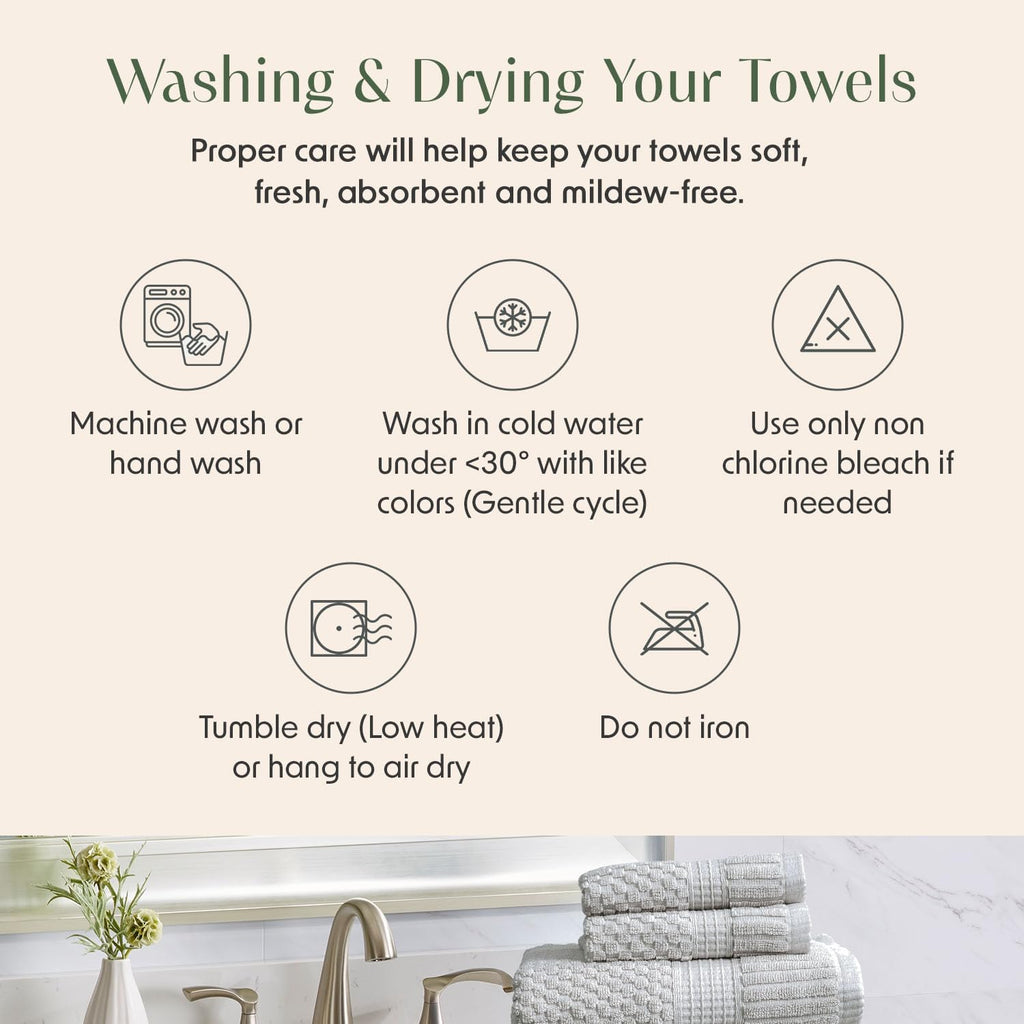 100% Cotton 6 Piece Bath Towel Set | Grey Towels | Oeko‐TEX Standard 100 | Soft & Absorbent, Quick‐Dry | Trinity