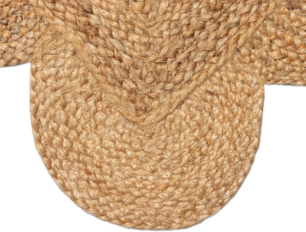 Weaving Cottage Scalloped Natural Jute Area Rug | Beige, 2X3 FT Handwoven Jute Doormat | Eco-Friendly, Durable, and