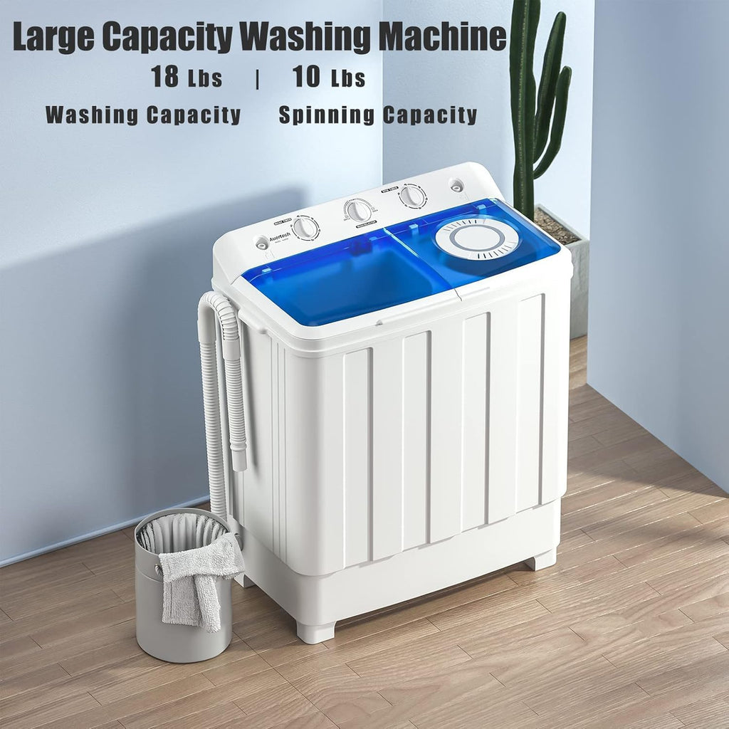 Portable Washer and Dryer Combo, 28 Lbs Twin Tub Washing Machine, 1.5 Cu.Ft Compact Clothes Dryer, Portable Washing