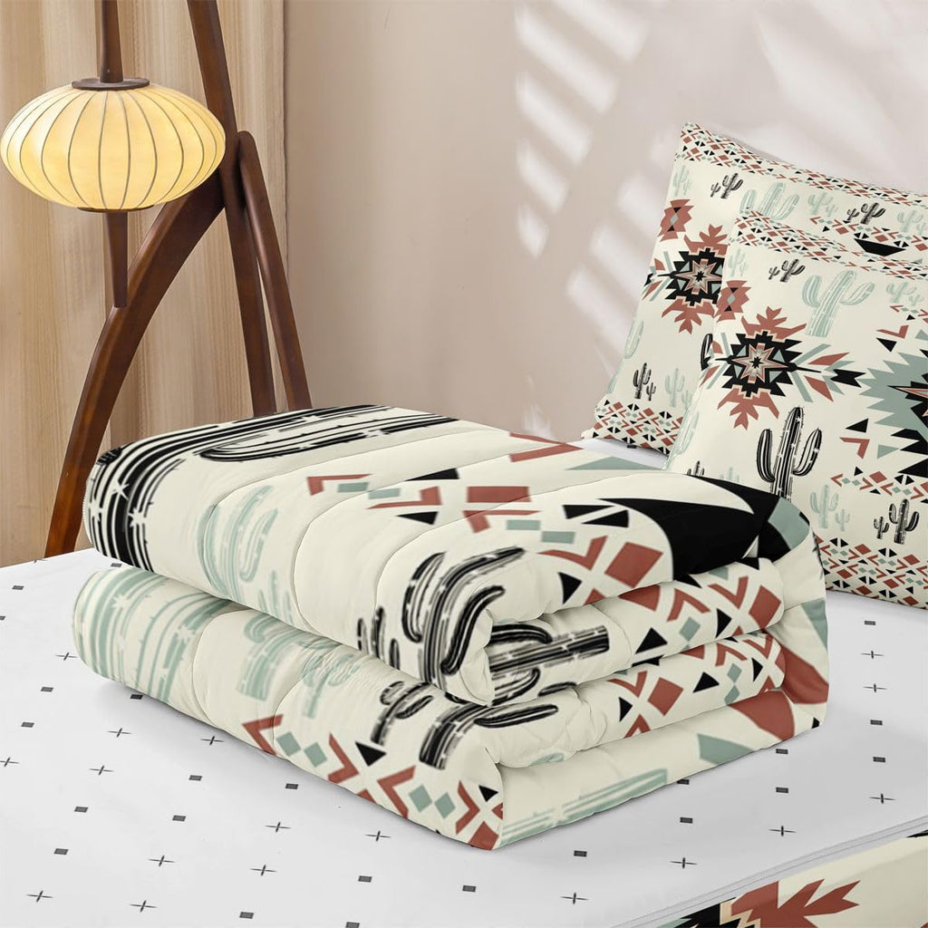 Khaki Southwestern Aztec Zipper Bedding Sets Full Geometric Vintage