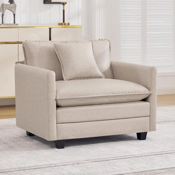 41'' Modern Leather Oversized Chair, Upholstered Accent Living Room Chair with Extra Thicked Deep Seat, Single Lounge