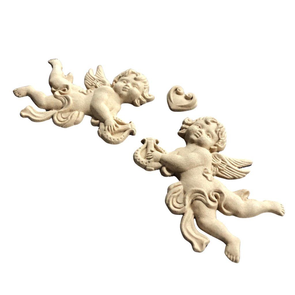 Little Angels Set of 3 Appliques - Heat Bendable & Flexible Wood Moldings - DIY Craft & Home Decor - Easy to