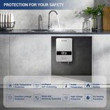 Tankless Water Heater 6.5KW 240V, Instant Electric Water Heater Self Modulating Technology, Overheating Protection