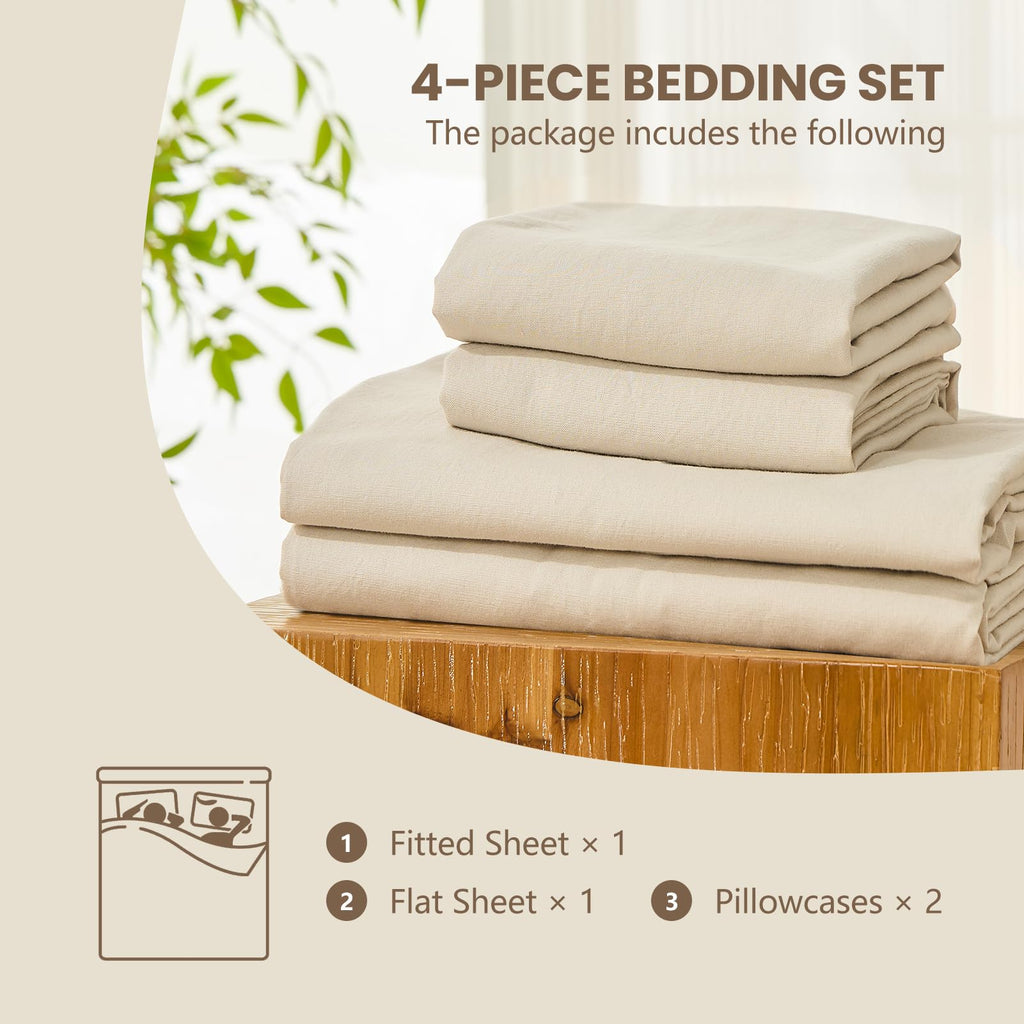 100% Stone-Washed Linen Sheet Set - Breathable & Soft