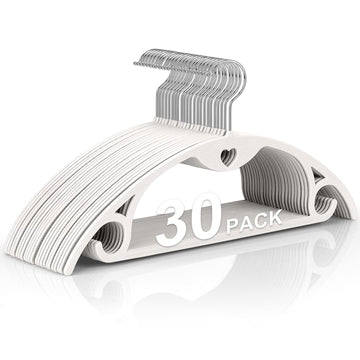 Plastic Hangers White Clothes Hanger 30 Pack