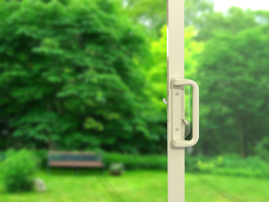 Beige Sliding Glass Door Handle Set with Lock and Key