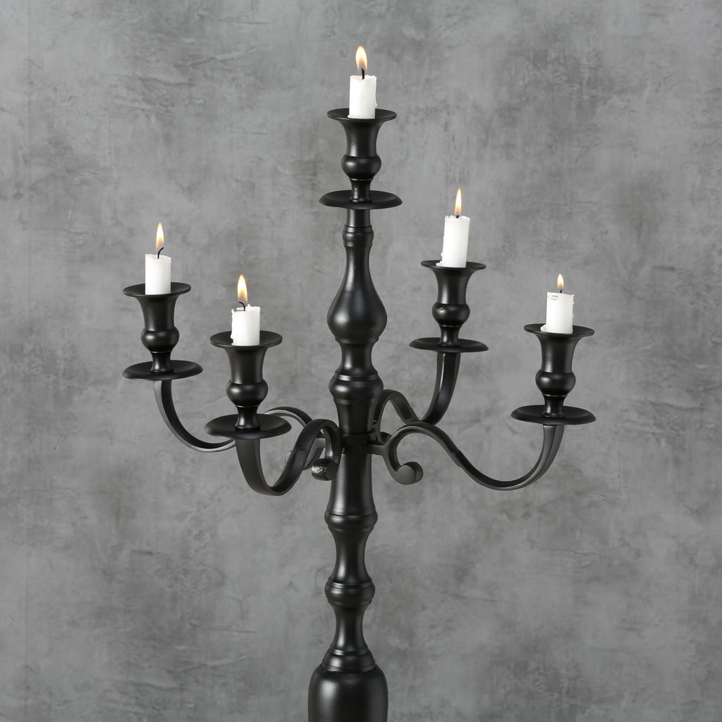 Black Floor Candelabra, 41.25" Tall Standing Candle Holder