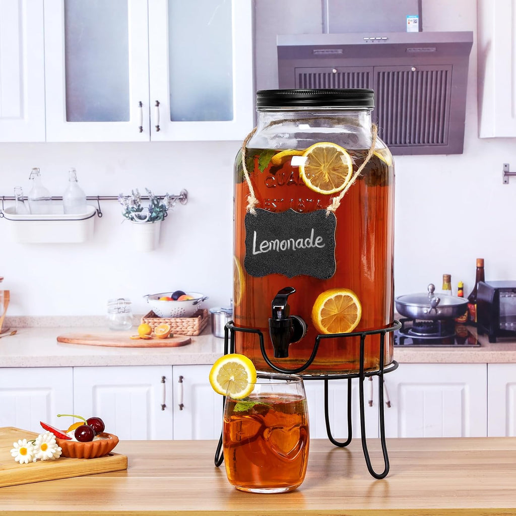 1.5 Gallon for Parties, Ice Beverage Dispensers with Stand, Glass Water Dispenser with Spigot, Laundry Detergent