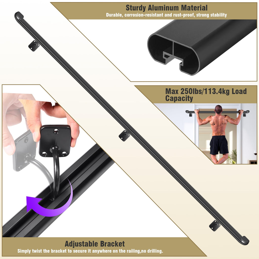 Pipe Stair Handrail Black Hand Rail for Indoor & Outdoor Steps Metal Handrail for Indoor Stairs Stair Railing with