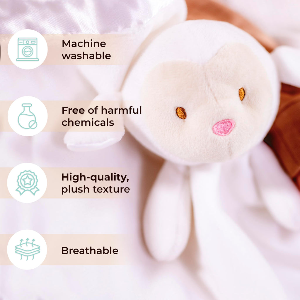 Lamb Lovey, Baptism Gifts for Girl & Boys - Loveys for Babies, Soft Embroidered Baby Blanket with Cross, Baptism
