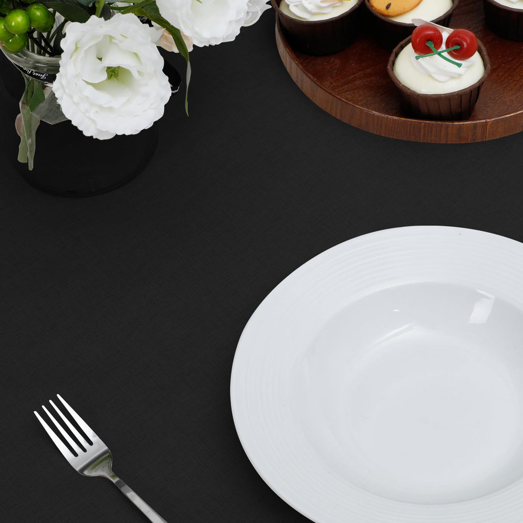 Waterproof Faux Linen Tablecloth, Rectangle, 60x120in, Black