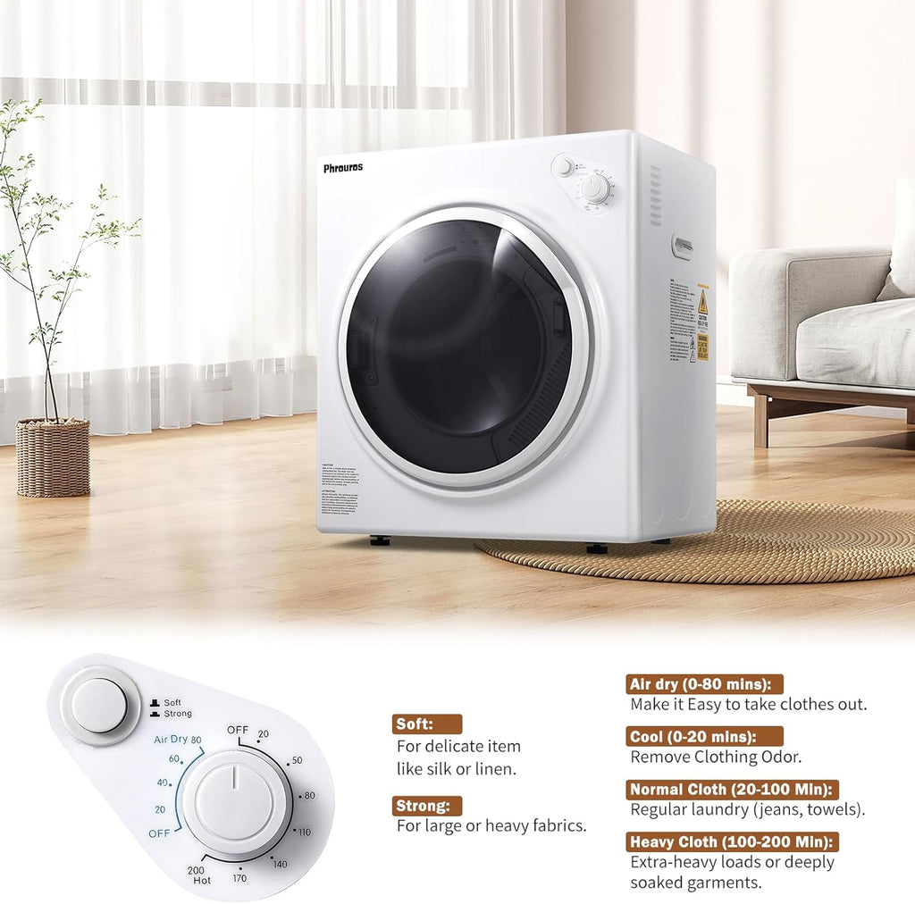 Portable Dryer for Clothes 1500W, 110V Laundry Dryer with Stainless Steel Tub, 4 Drying Mode, Portable Dryers for