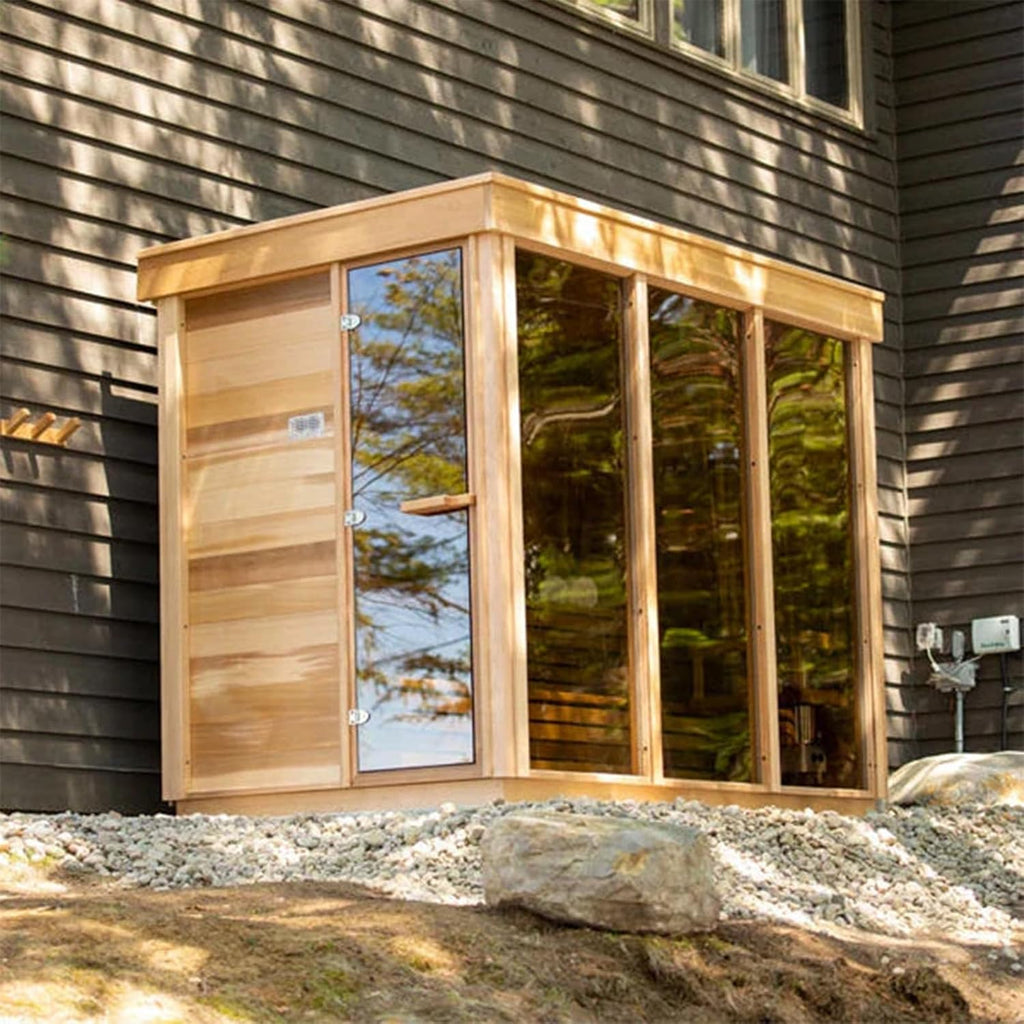 Customized Outdoor 4-8 Person Wood Steam Sauna, Canadian Red Cedar | Hemlock/ Pine Traditional Wooden Spa Room, Wood