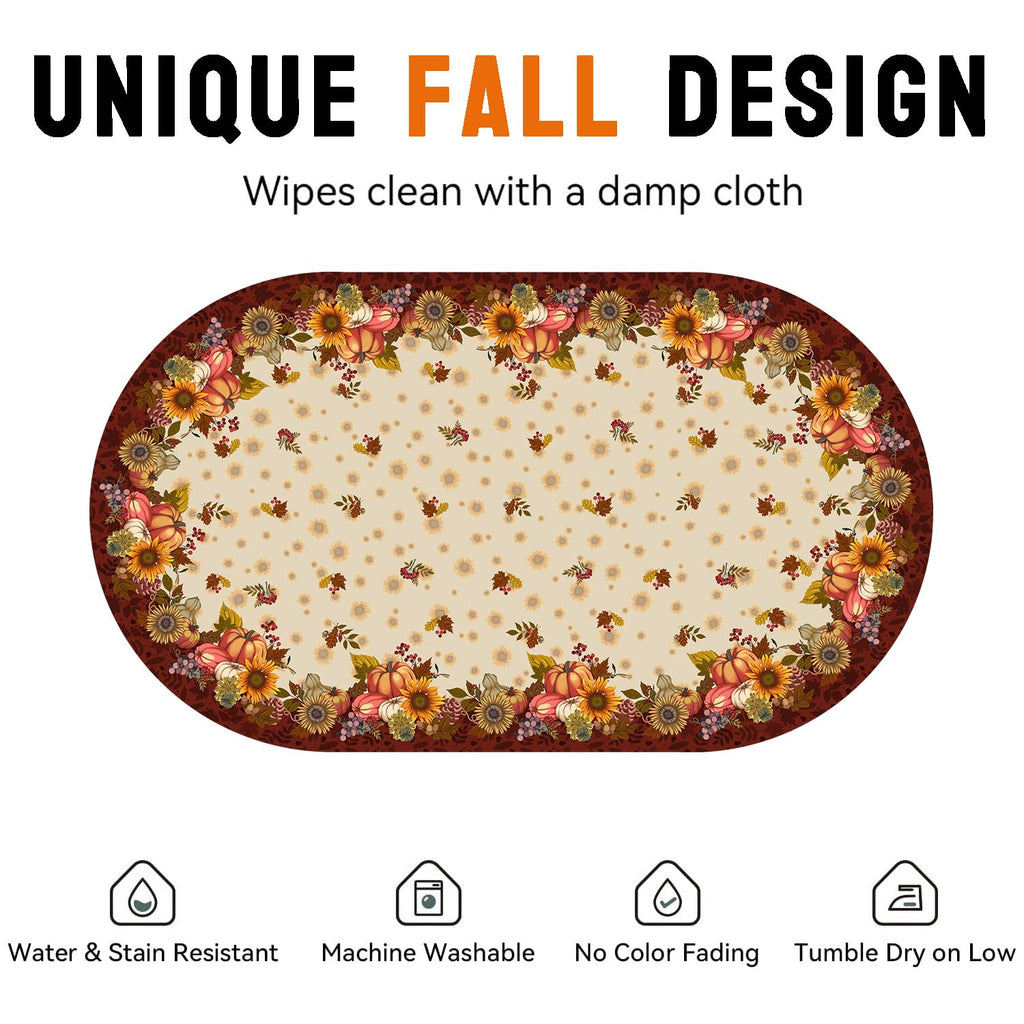 Fall Tablecloth Oval 60 x 102 Inch, Fall Table Cloth Oval Table Cover