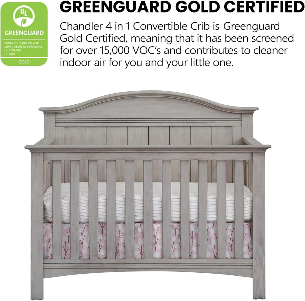 Chandler Premium 4-in-1 Convertible Crib, Stone Wash, GreenGuard Gold Certified