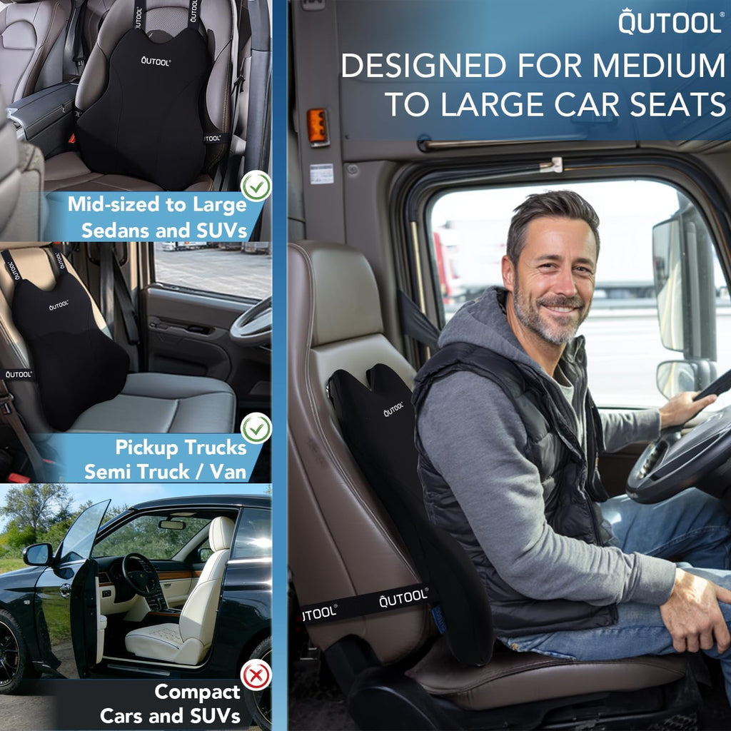 Patented Lumbar Support Pillow for Car, Truck Accessories Travel Essentials, Memory Foam Back Cushion for Driving