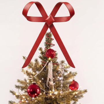 9.84 Inch Red Bow Christmas Tree Topper