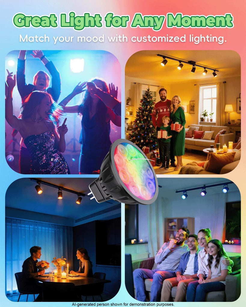 Smart MR16 Bulb, 12V WiFi MR16 LED Bulb RGBW Color Changing 4pcs