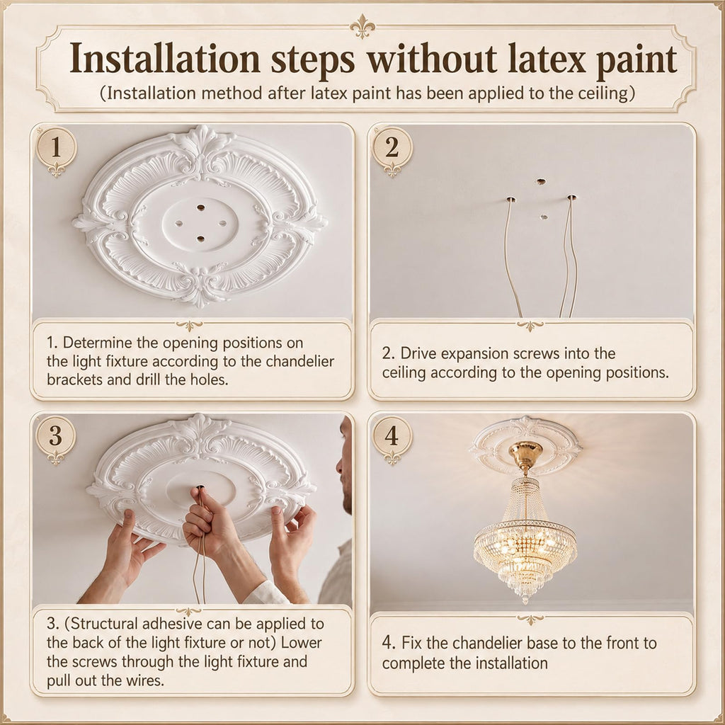2 Pcs PU Ceiling Medallion Decorative Round Home Lighting