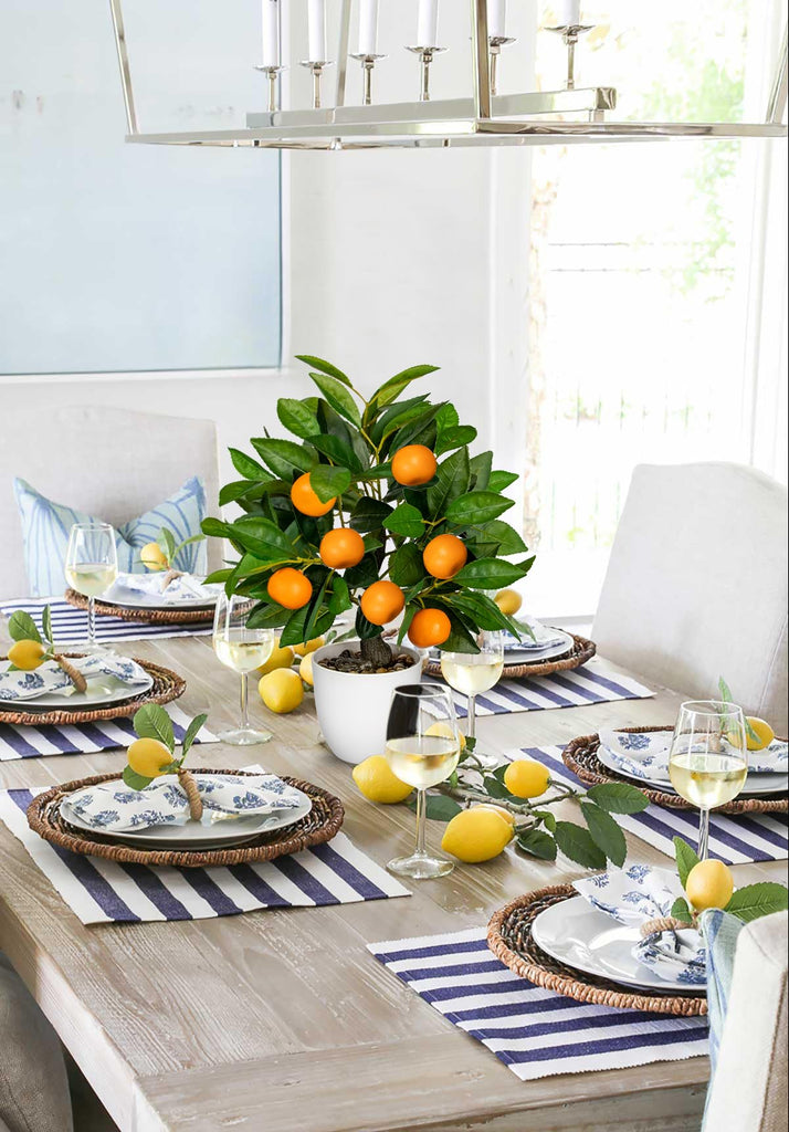 Artificial Potted Plants 16.1 inches Fake Orange Tree Artificial Citrus Fruit Plant with White Pot Faux Plants Indoor