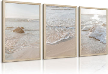 Beach Wall Art Decor Coastal Wall Art Pictures Ocean Canvas Wall Art Beige Beachy Wall Decor Boho Beach Prints Ocean