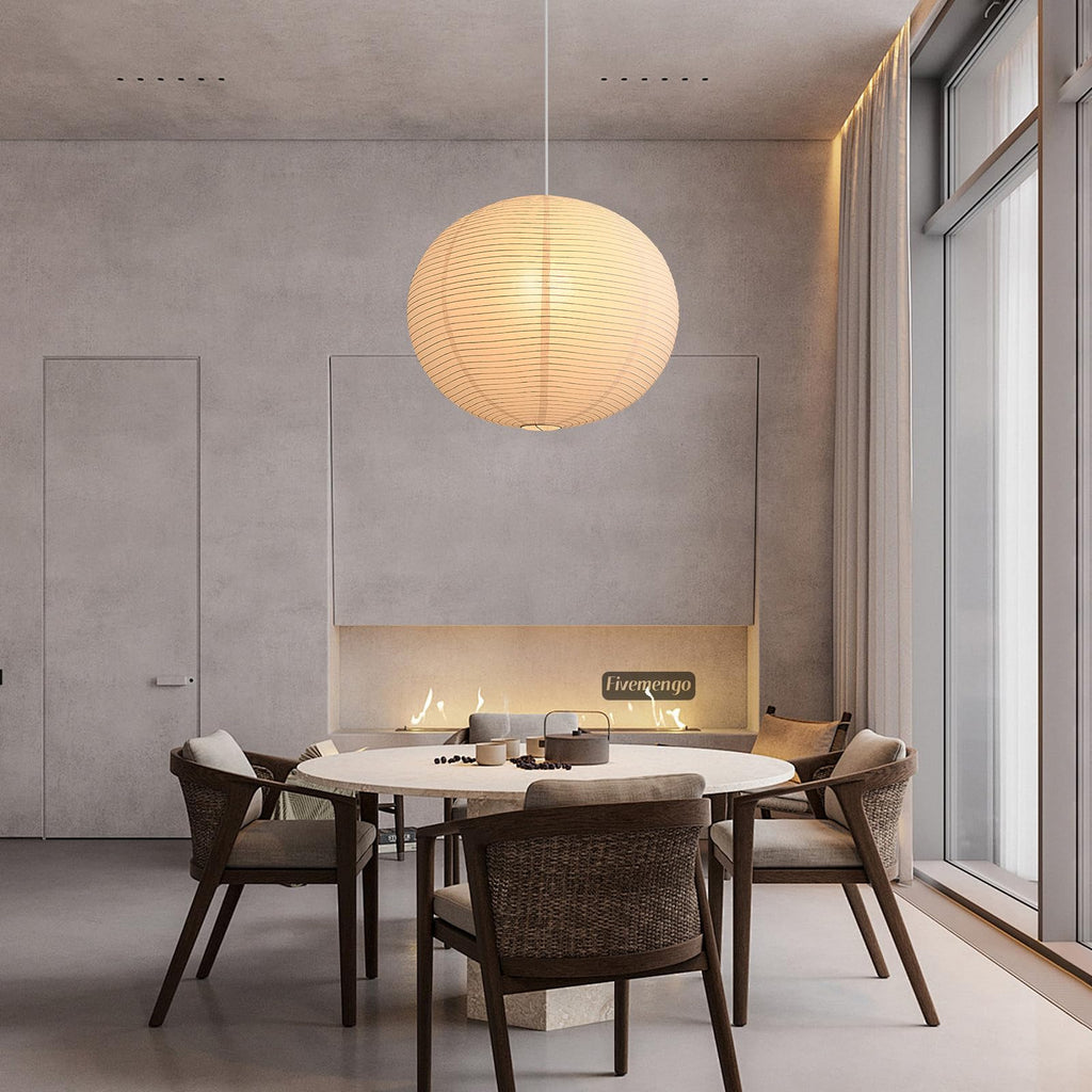 Large Paper Lamp Pendant Light Kit, 20in White Globe Lantern