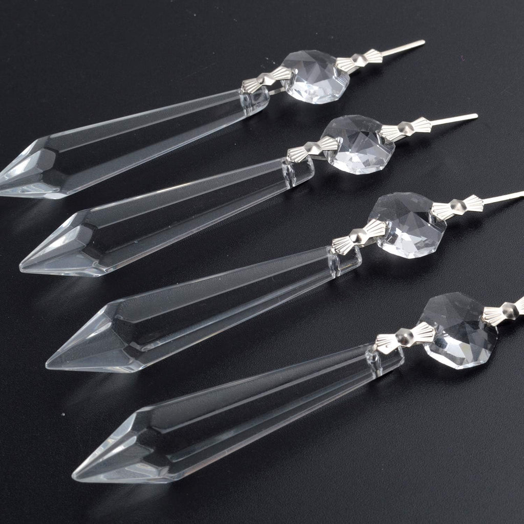 20 Pieces Clear Chandelier Crystals, 63mm Replacement Crystal Icicle Prisms Pendants Glass Crystal Beads