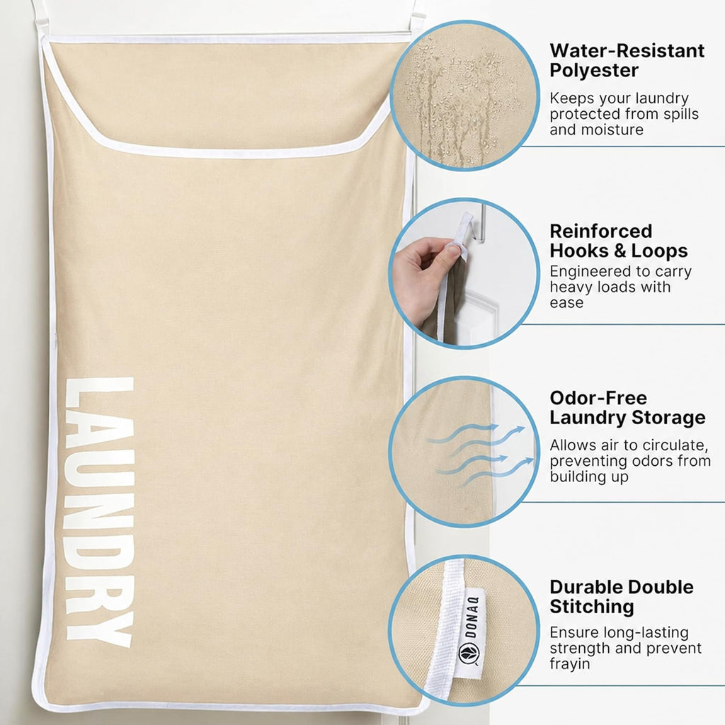 Hanging Laundry Hamper Bag,Space Saving over the Door Storage Bags - Behind the Door Hampers for Dirty Clothes, Wall