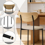 French Retro Fabric Dining Chairs Set of 2, Upholstered Linen Chairs with Round Back and Distressed Wood Frame for Dining Room or Living Room, Dark Beige