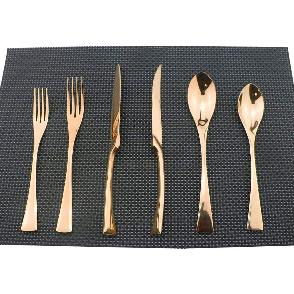 18/10 Stainless Steel Mirror Polished Copper Flatware Set,Dishwasher Safe,Service for 4