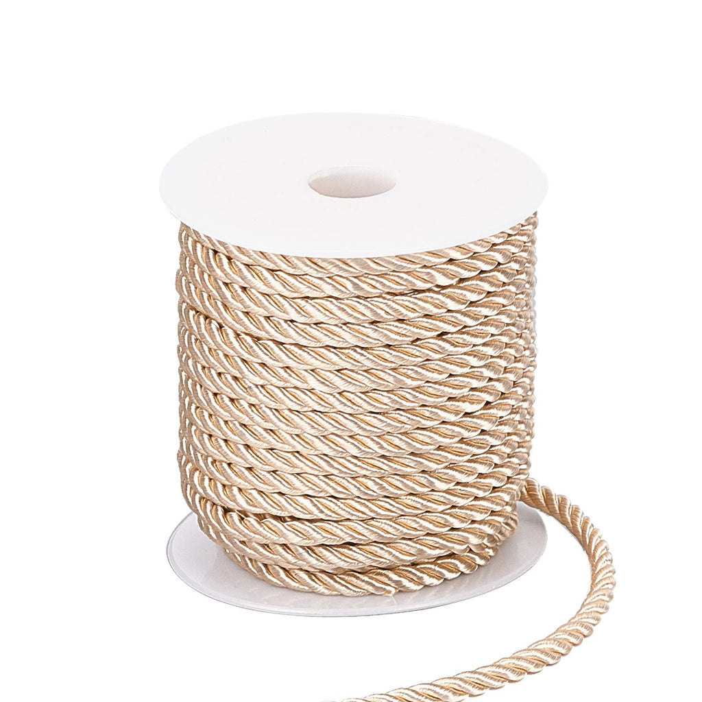 M Twisted Cord Trim, 3-Ply Polyester Silk Cord Decorative Rope Xmas Shiny Viscose Cording for Crafts Home Décor - 5m